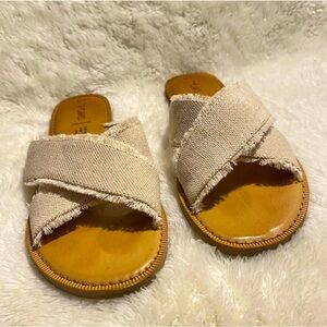 Toms Viv Metallic Jute Crisscross Slide Size 7.5